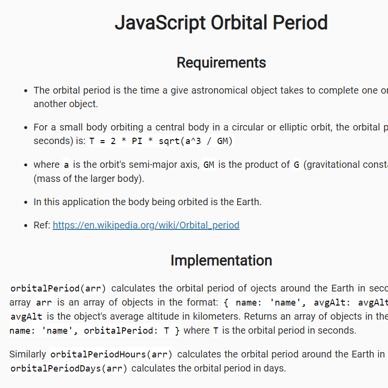 Link image for Orbital Period