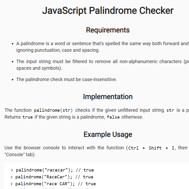 Link image for Palindrome Checker